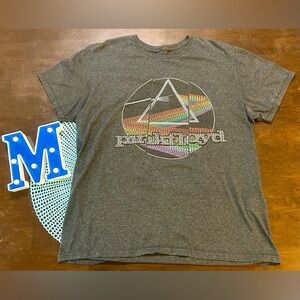 PINK FLOYD Shirt Large Men's Dark Side of the Moon Short Sleeve Gray